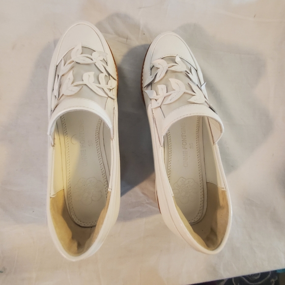 Anne Fontaine Size 36 White slip on Leather Platform Shoes - Picture 3 of 7